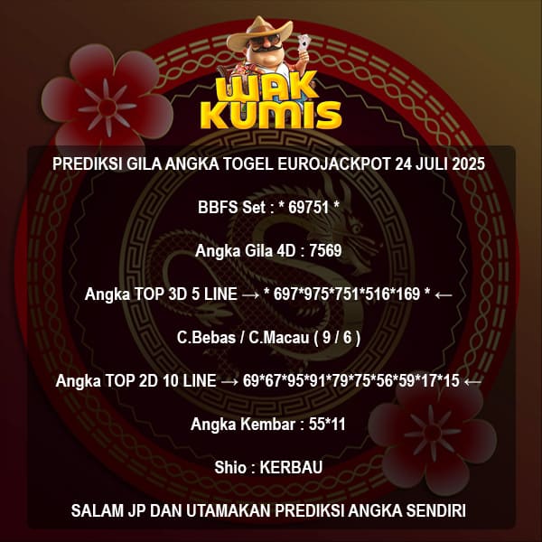 Prediksi Togel Eurojackpot Hari Ini 24 July 2025