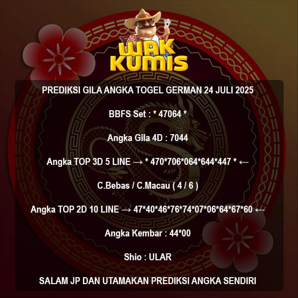 Prediksi Togel German Hari Ini 24 July 2025
