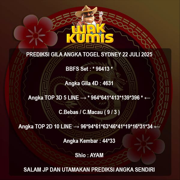Prediksi Togel Sydney Hari Ini 22 July 2025