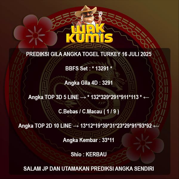 Prediksi Togel Turkey Hari Ini 16 July 2025
