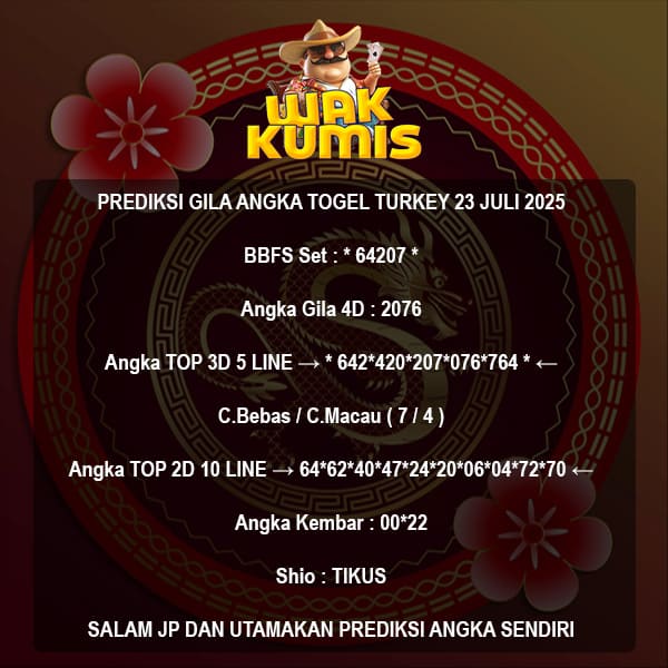 Prediksi Togel Turkey Hari Ini 23 July 2025