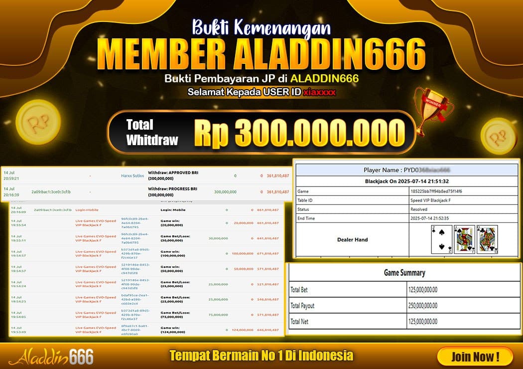 Aladdin666 Bukti Jackpot Live Games EVO