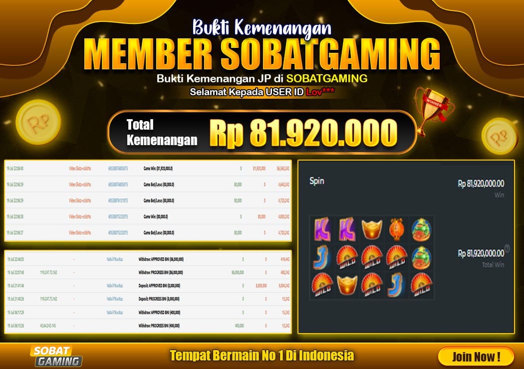 Sobatgaming Bukti Jackpot Slots Dragon Hot